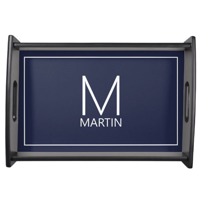 Modern Personalized Monogram and Name Serving Tray (Front)