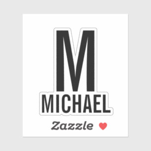Modern Personalized Monogram and Name Sticker
