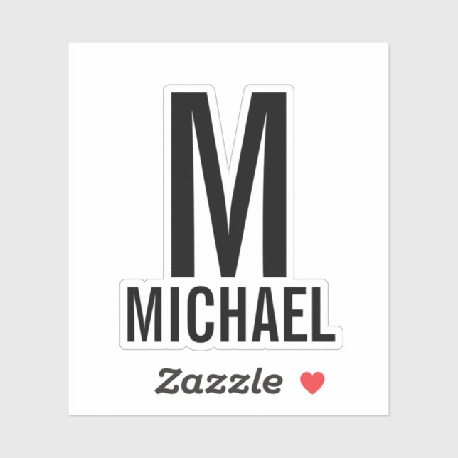 Modern Personalized Monogram and Name Sticker (Sheet)