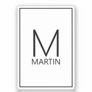 Modern Personalized Monogram and Name Sticker