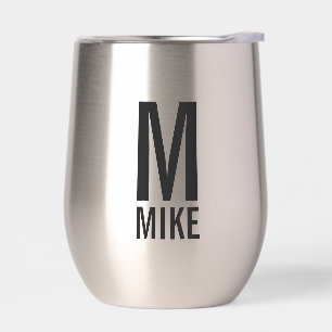 Modern Personalized Monogram and Name Thermal Wine Tumbler
