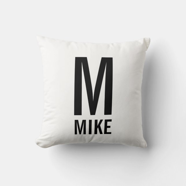 Modern Personalized Monogram and Name Throw Pillow (Front)