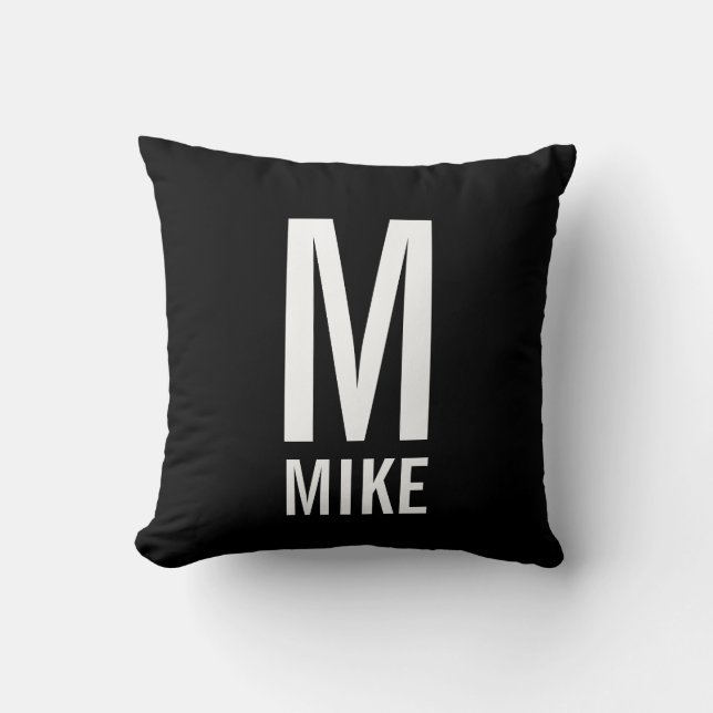 Modern Personalized Monogram and Name Throw Pillow (Front)