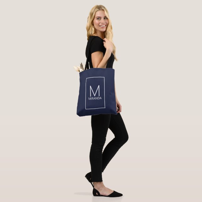 Modern Personalized Monogram and Name Tote Bag (On Model)
