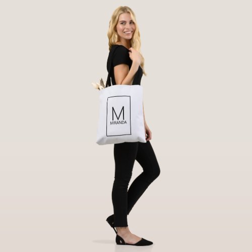 Modern Personalized Monogram and Name Tote Bag
