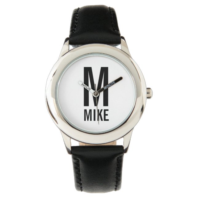 Modern Personalized Monogram and Name Watch (Front)