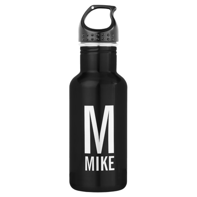 Modern Personalized Monogram and Name Water Bottle (Front)