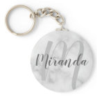Modern Personalized Monogram and Name White Marble