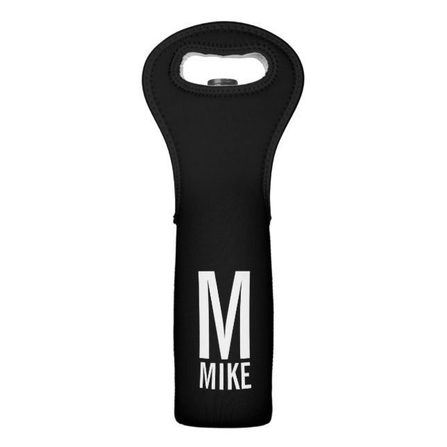 Modern Personalized Monogram and Name Wine Bag (Front)