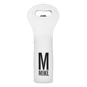 Modern Personalized Monogram and Name Wine Bag