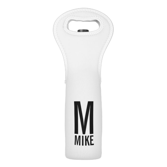 Modern Personalized Monogram and Name Wine Bag (Front)