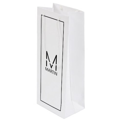 Modern Personalized Monogram and Name Wine Gift Ba Wine Gift Bag