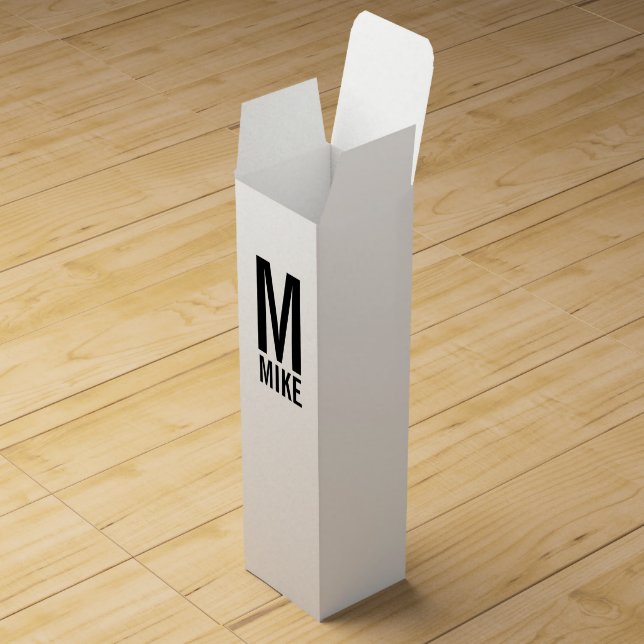 Modern Personalized Monogram and Name Wine Gift Box (Opened)