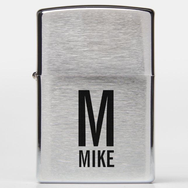 Modern Personalized Monogram and Name Zippo Lighter (Front)
