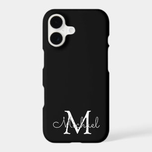 modern personalized monogram black white simple  iPhone 17 case