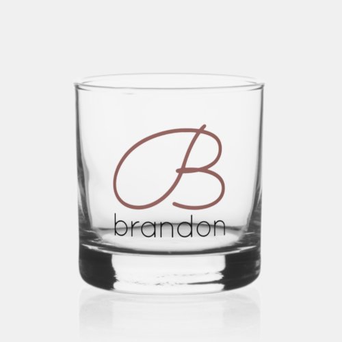 Modern Personalized Monogram Cocktail Drinkware Whiskey Glass