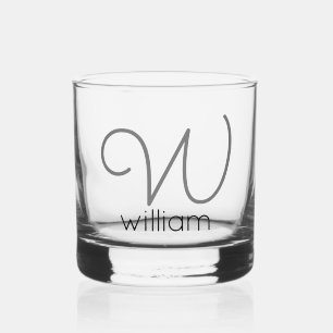 Modern Personalized Monogram Cocktail Drinkware Whiskey Glass