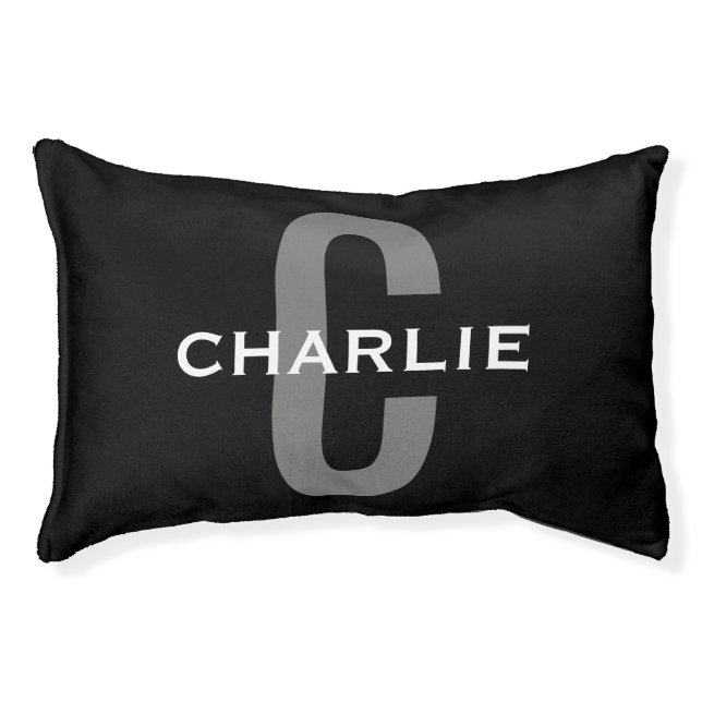 Modern Personalized Monogram Custom Name Cute Pet Bed (Front)