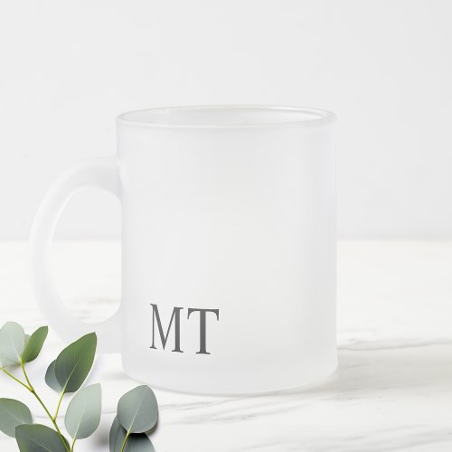 Modern Personalized Monogram Frosted Glass Coffee Mug