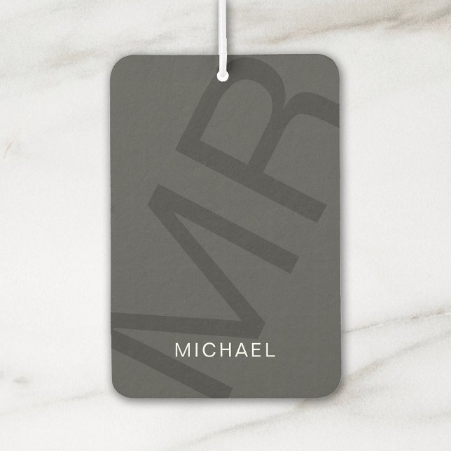 Modern Personalized Monogram Gray Air Freshener (Modern Bold Monogram Dark Gray Air Freshener by MINTIC DESIGN STUDIO)