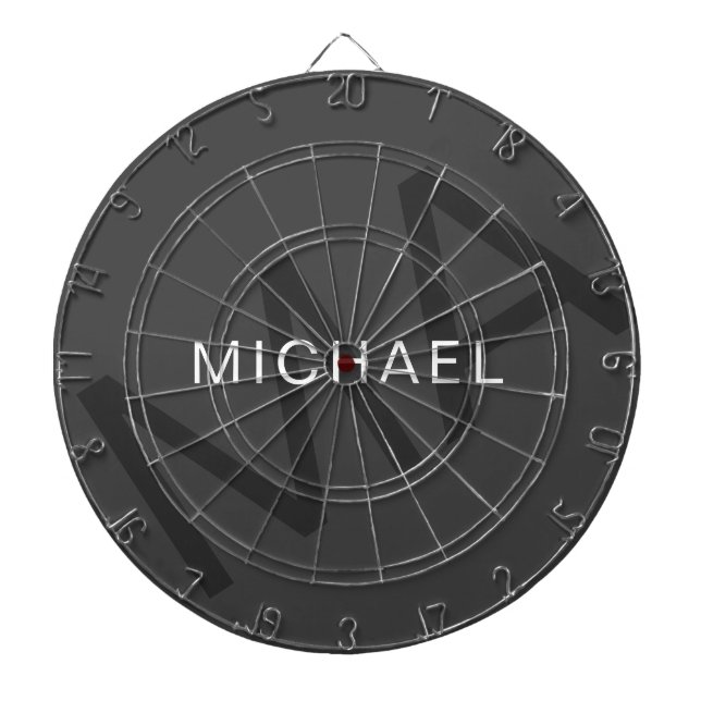 Modern Personalized Monogram Gray Dart Board (Front)