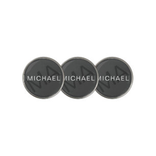 Modern Personalized Monogram Gray Golf Ball Marker