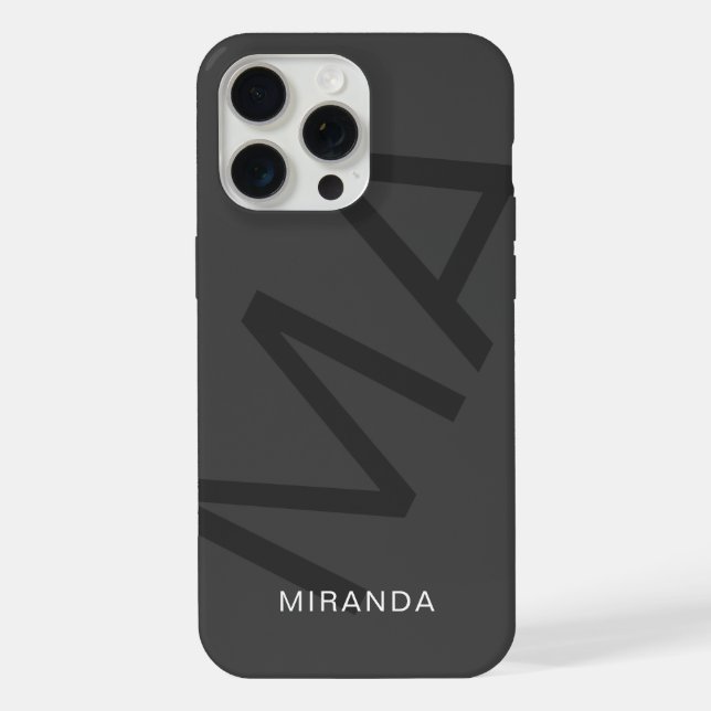 Modern Personalized Monogram Gray Iphone Case (Back)