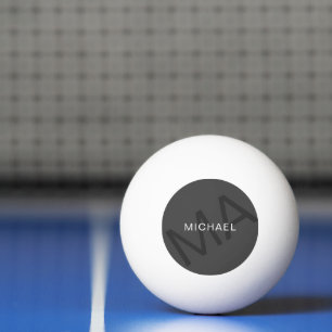 Modern Personalized Monogram Gray Ping Pong Ball
