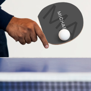 Modern Personalized Monogram Gray Ping Pong Paddle