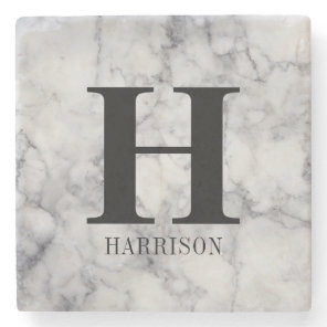 Modern Personalized Monogram Marble Stone Coaster