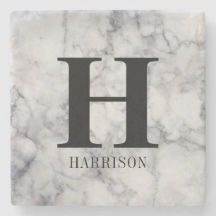 Modern Personalized Monogram Marble Stone Coaster