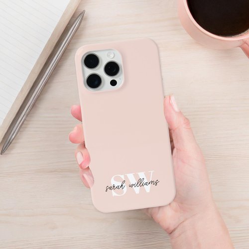 Modern Personalized Monogram Name Pink iPhone 13 Case