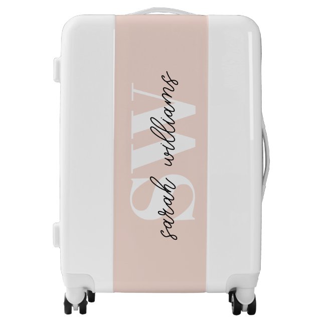 Modern Personalized Monogram Name Pink Luggage (Front)