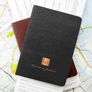 Modern personalized monogram name script passport holder