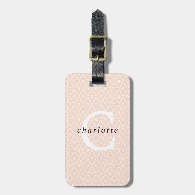 Modern Personalized Monogram Overlay Luggage Tag (Front Vertical)