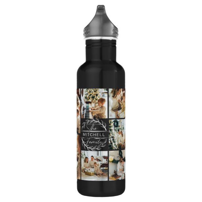 Modern Personalized Monogram & Photo Collage Stain Stainless Steel Water Bottle (Right)
