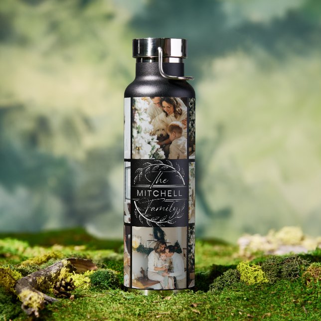 Modern Personalized Monogram & Photo Collage Water Bottle (Outdoor)
