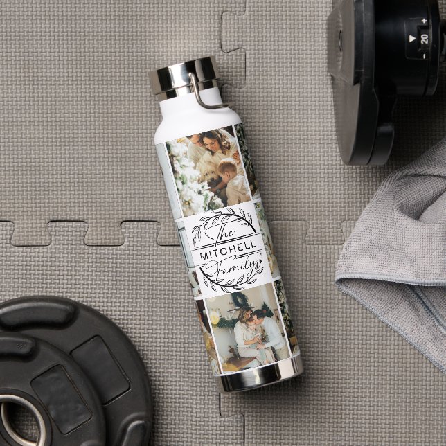 Modern Personalized Monogram & Photo Collage Water Water Bottle (Gym)