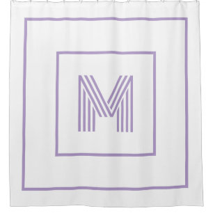  Modern Personalized Monogram white purple Shower Curtain