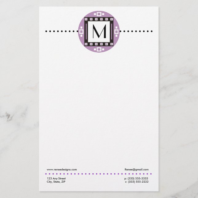 Modern Personalized Monogrammed Stationery (Front)