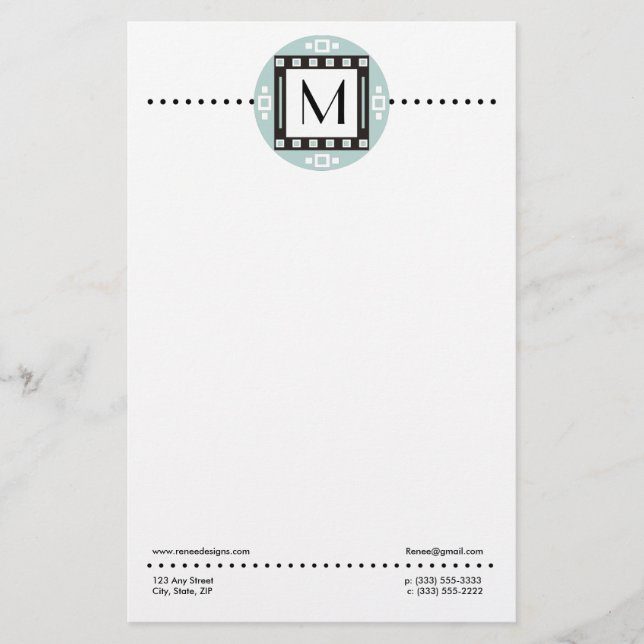 Modern Personalized Monogrammed Stationery (Front)