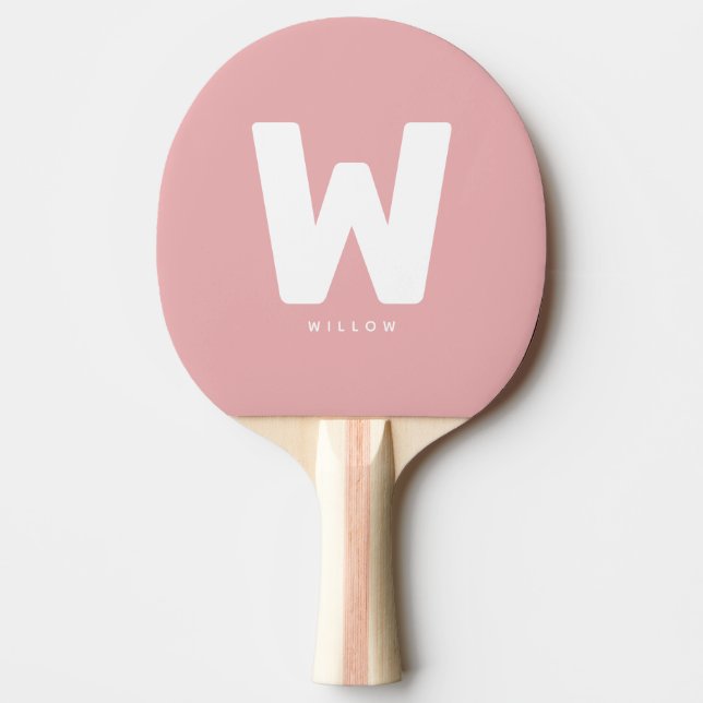 Modern Personalized Monogrammed Table Tennis Pink Ping Pong Paddle (Front)