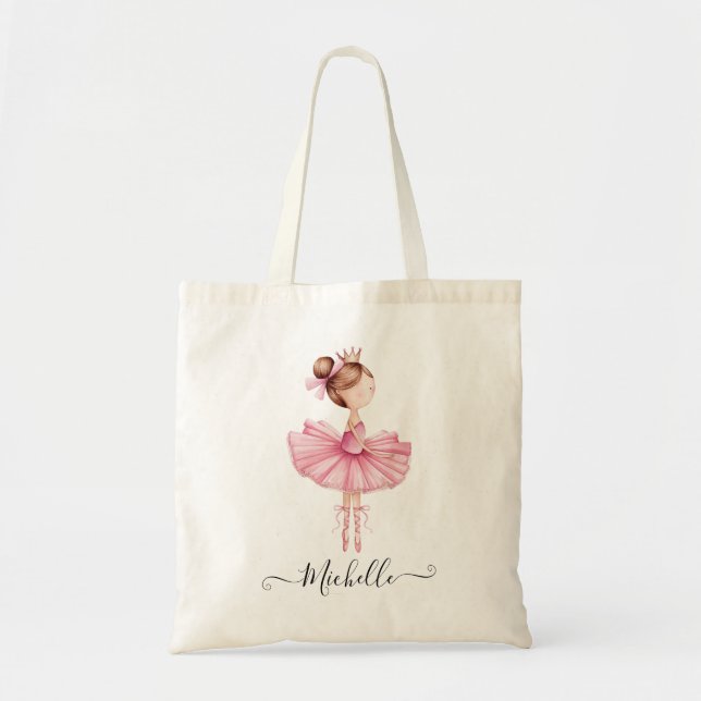 Modern Personalized Name Ballet Ballerina  Tote Bag (Front)
