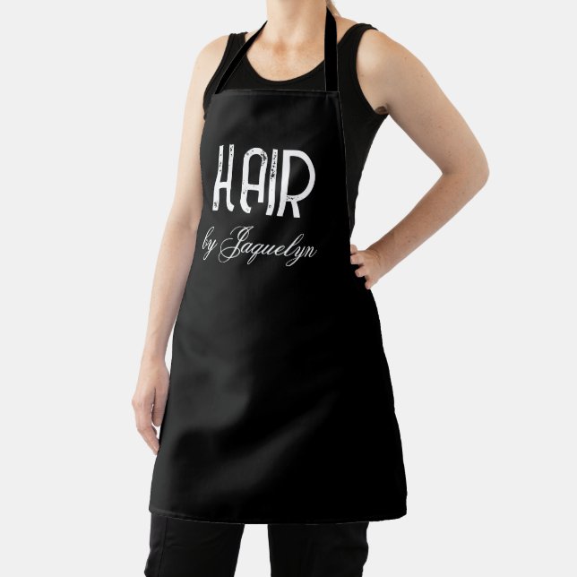 Modern Personalized Name Black Hairstylist Apron (Insitu)