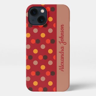 Modern Personalized Name Burgundy Polka Dots