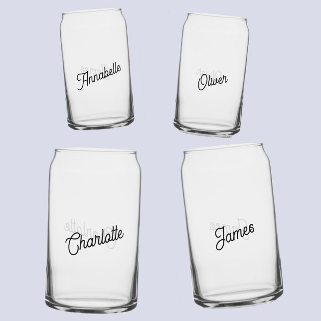 Modern Personalized Name Can Glass (Modern personalized name can glass set)