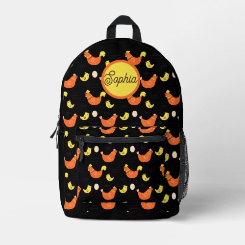 Modern Personalized Name Chicken Farm  Printed Backpack