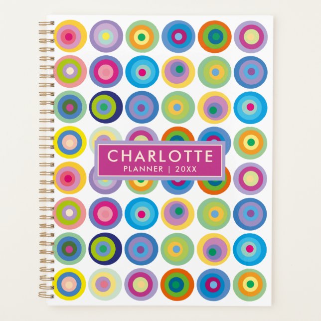 Modern Personalized Name Colorful Circles 2023 Planner (Front)