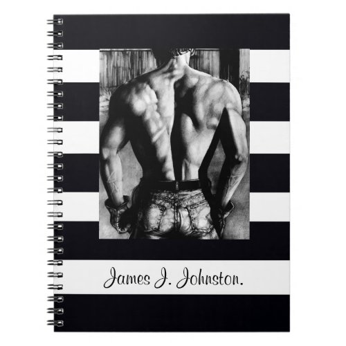 Modern Personalized Name Fitness Bodybuilder Male Notebook