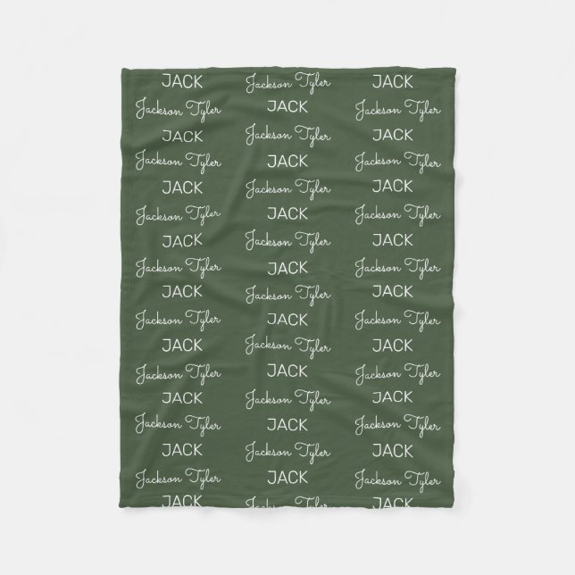 Modern Personalized Name Fleece Baby Blanket (Front)
